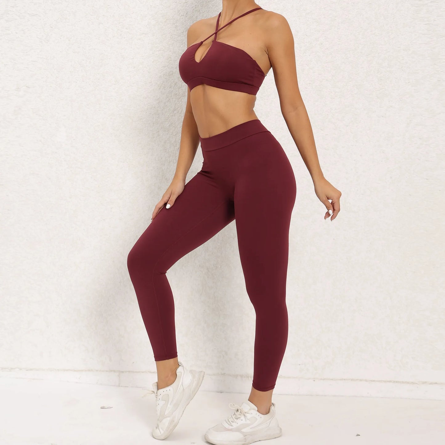 Sports Set Women Clothes Fitness Outfit Rib Yoga Suit Cross Running