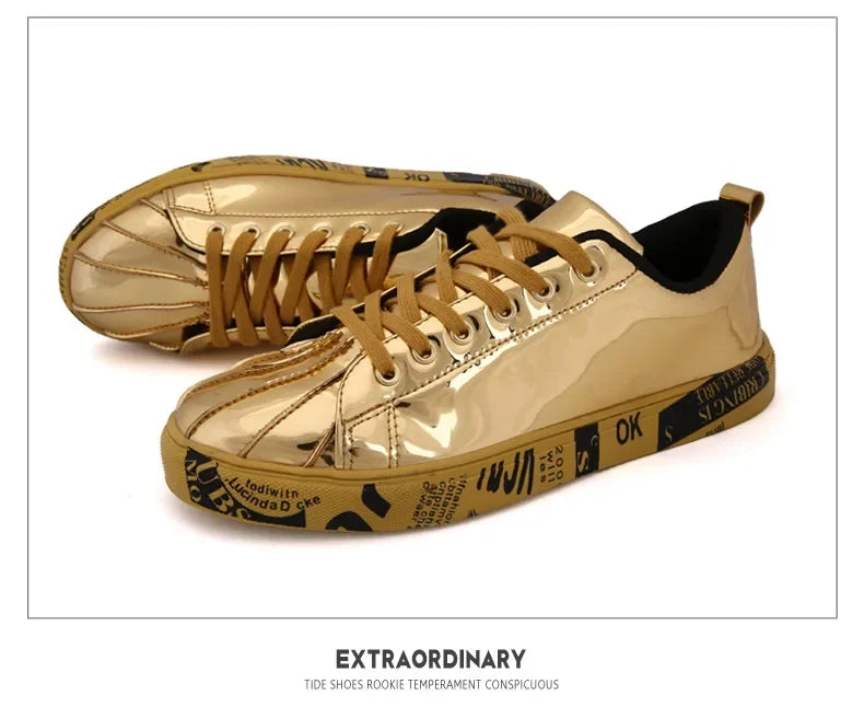 Couple Gold Silver Jogging Sneakers Men Hip Hop Casual Unisex Shoes Tennis Women Running Trainers Clunky Streetwear Footwear