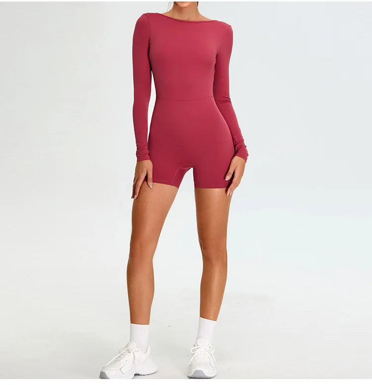 Yoga Suit Yoga Jumpsuit Long Sleeved Backless Rompers Sports Wear
