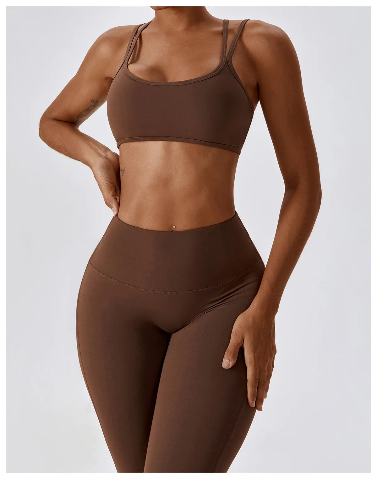 Athletic Wear High Waist Leggings And Top Two Piece Set Seamless Gym