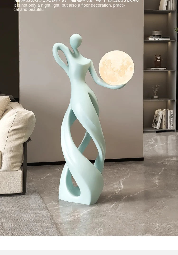 Home Decor Statue Dancer Abstract Art Ornaments Nordic LivingRoom Large Floor Luminous Sculpture Housewarming Interior Figurines