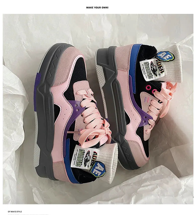 2023 Fashion Summer Women Sneakers All-match Mixed Color Men Running Sports Shoes Platform Rock Casual Ladies Breathable Shoes