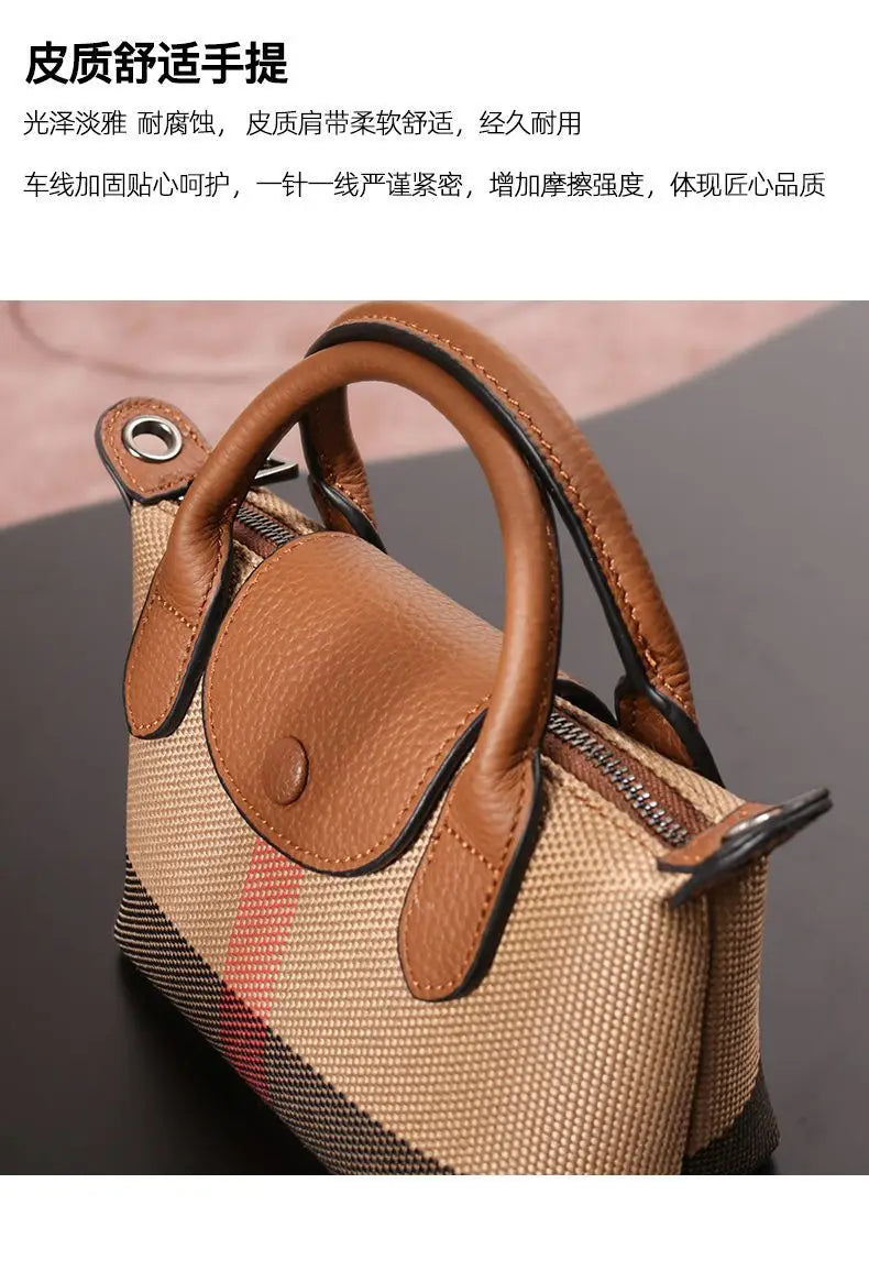 Early spring new women's bag plaid canvas personalized versatile dumpling bag summer lightweight shoulder crossbody bag