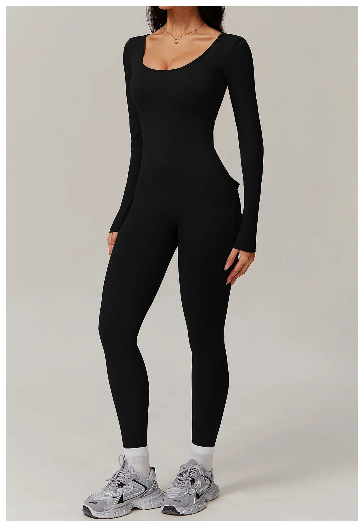 Backless Yoga Boilersuit Long Sleeved Women Sportswear Gym Jumpsuits