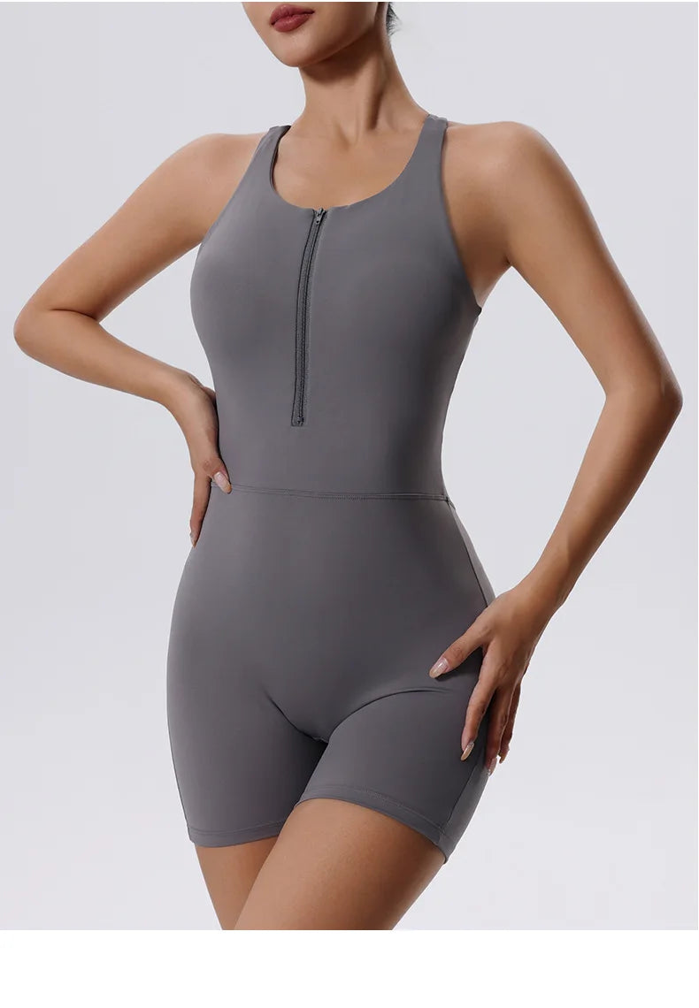 Zipper Yoga Jumpsuit Fitness Tracksuit