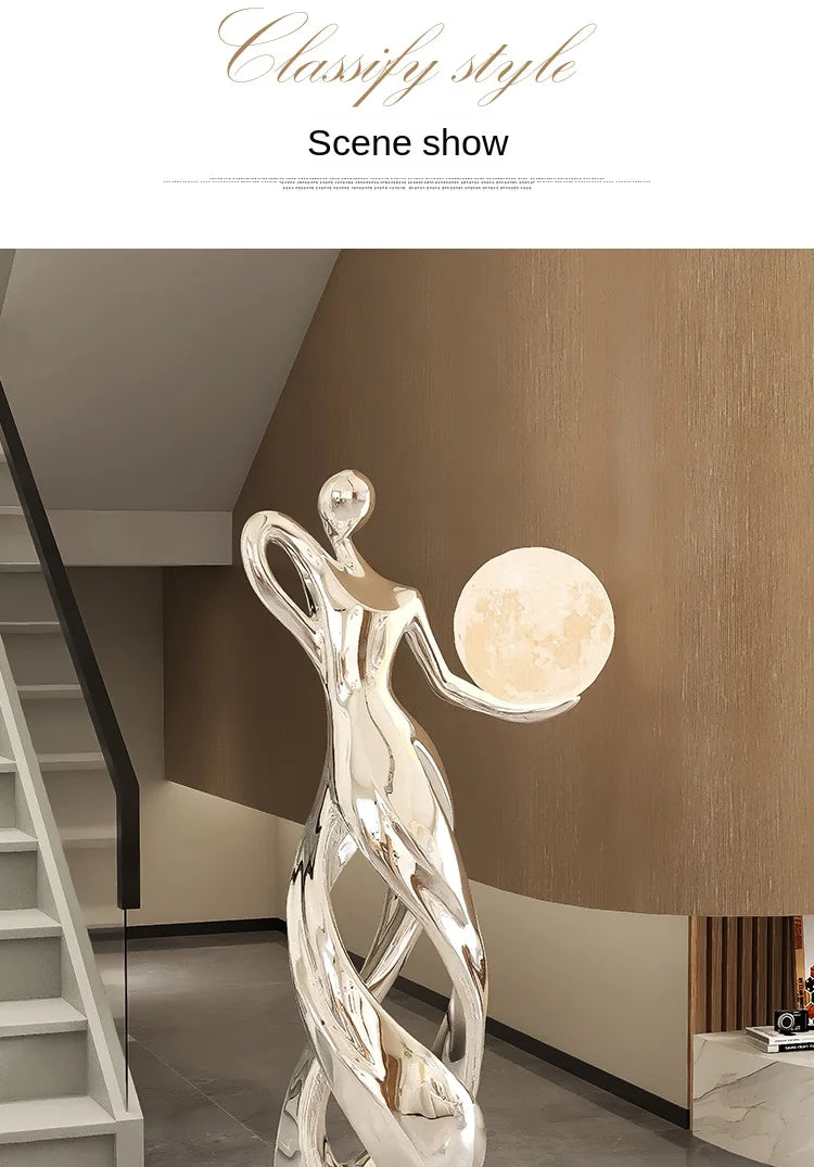 Home Decor Statue Dancer Abstract Art Ornaments Nordic LivingRoom Large Floor Luminous Sculpture Housewarming Interior Figurines