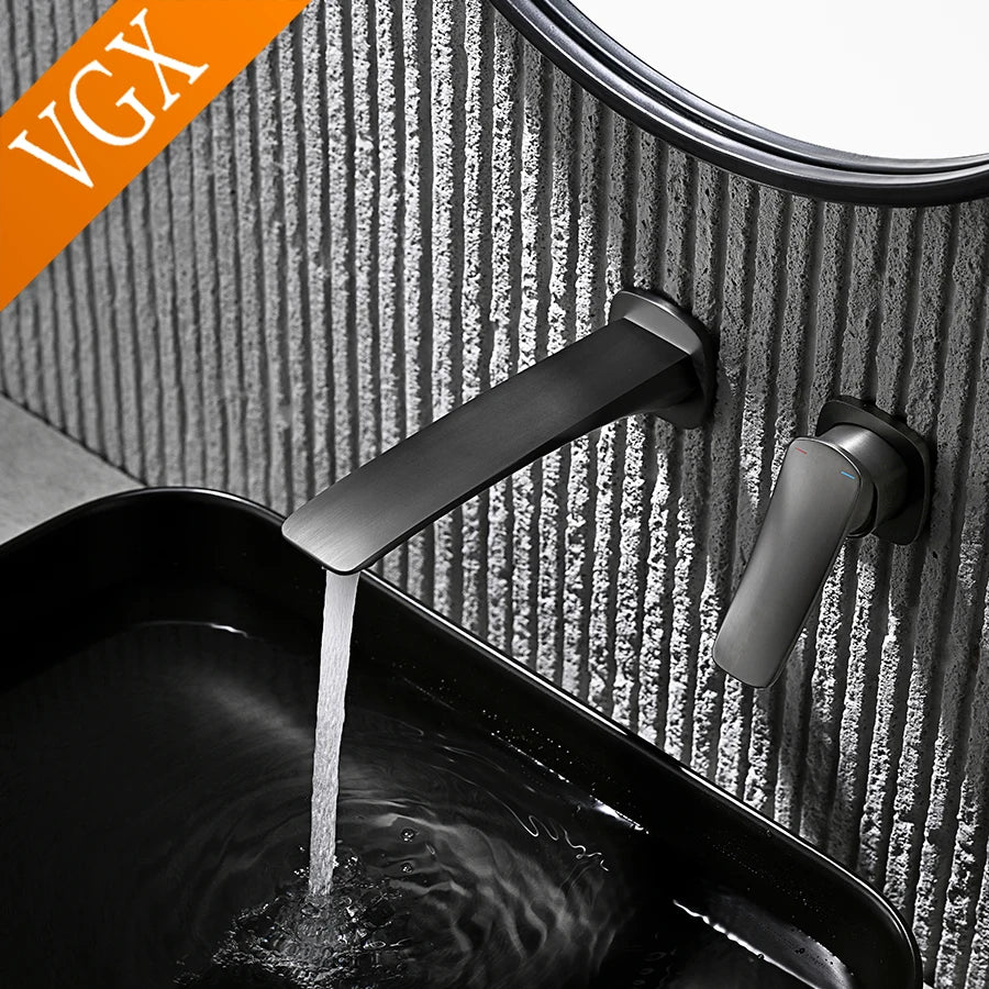 VGX Concealed Bathroom Faucets Embedded Cartridge Basin Mixer Sink Faucet Gourmet Washbasin Tapware Hot Cold Water Tap Brass