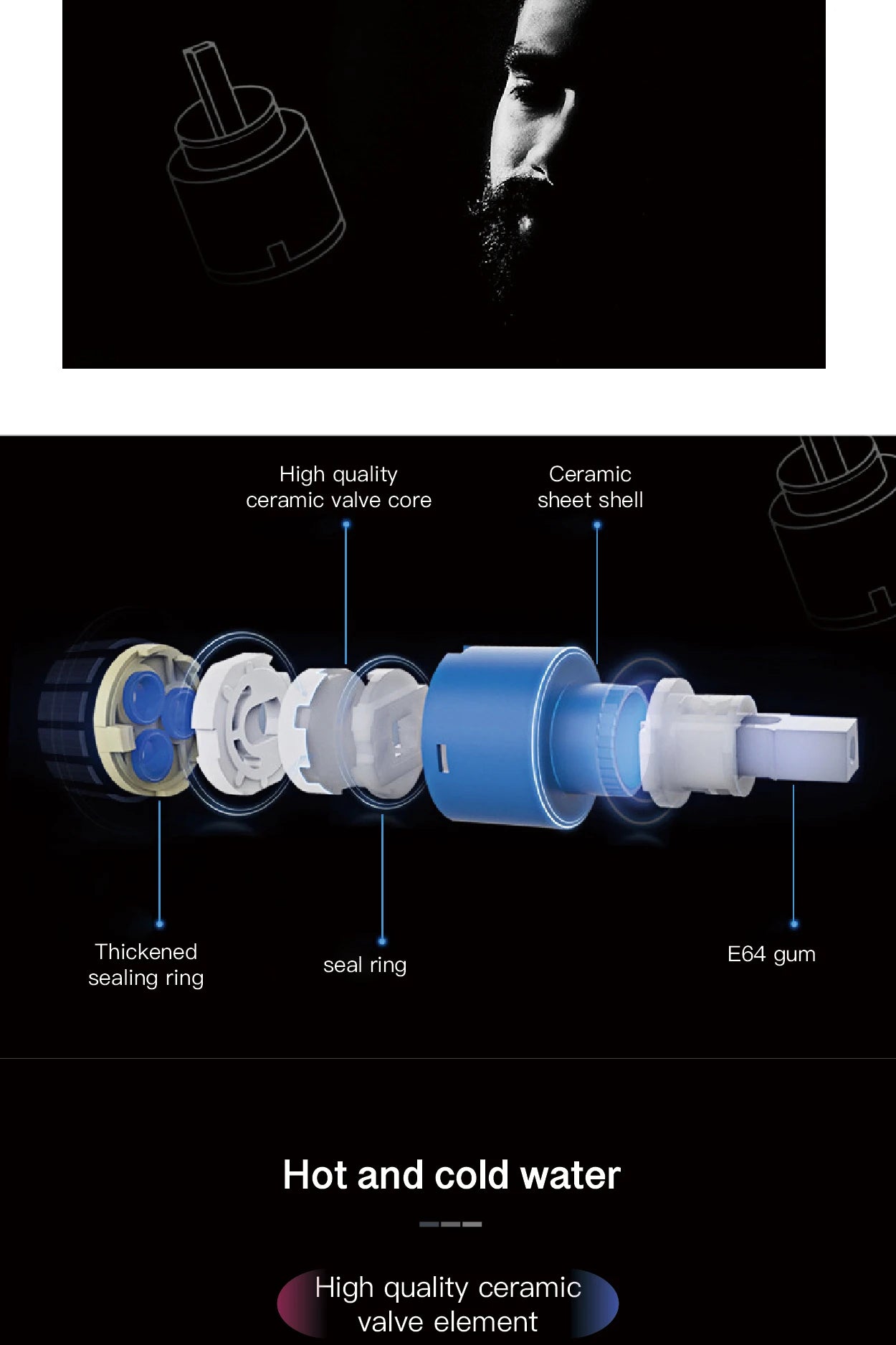 Kitchen faucet cold and hot dual function