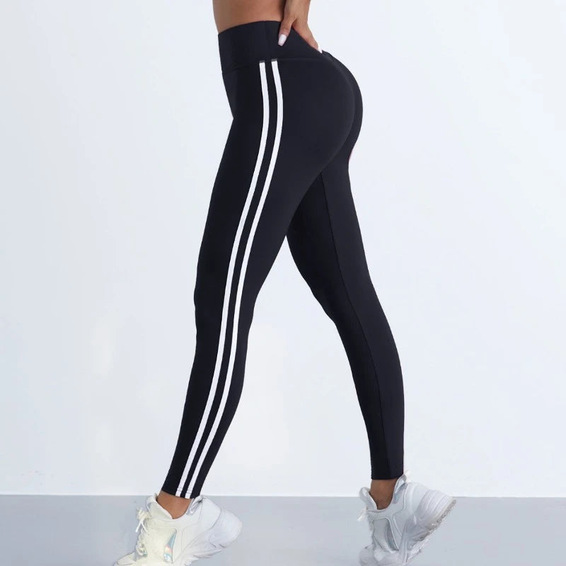 Yoga Leggings Women Striped Slim Sports