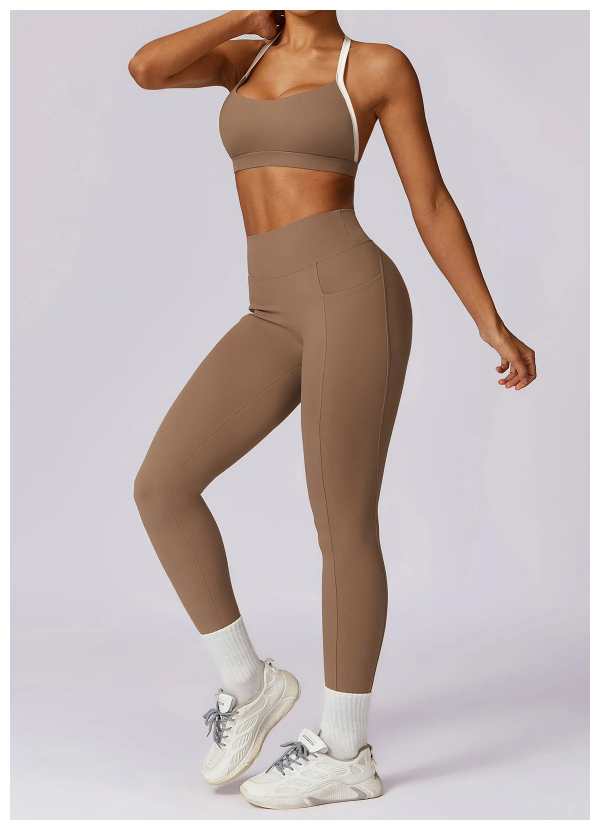 2Pcs Gym Set Women Workout Backless Yoga Suit