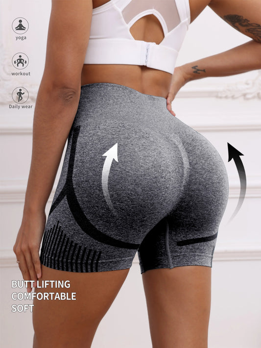 Women Butt Lifting Sports Shorts High Waist Hip Elastic Tummy Control Yoga Shorts Pants Breathable Quick Dry Cycling Short Pants