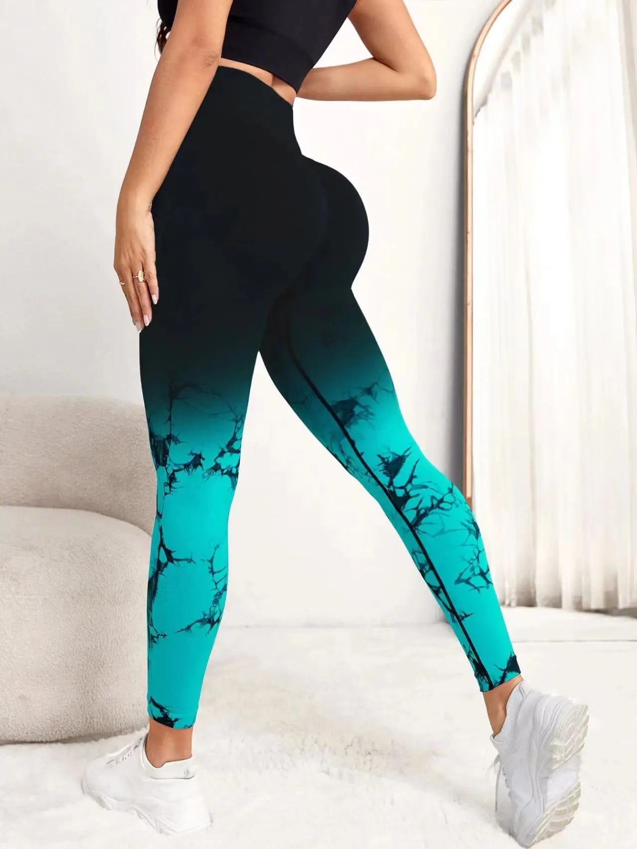 Gradient Tie Dye Yoga Pants Women Seamless Sport