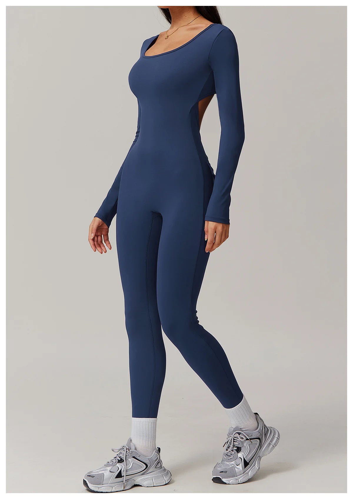 Backless Yoga Boilersuit Long Sleeved Women Sportswear Gym Jumpsuits