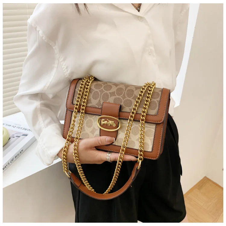 Fashon High-End Women' Bag 2023 Luxury Trendy Messenger Shoulder Bag Retro Small Square Bag Ladies Chain Shoulder Bag Handbags