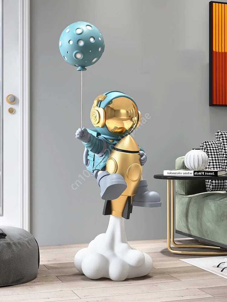 95cm Astronaut Balloon Lamp Sculpture Large Floor-standing Decoration Living Room TV Cabinet Home Decoration Statue Housewarming