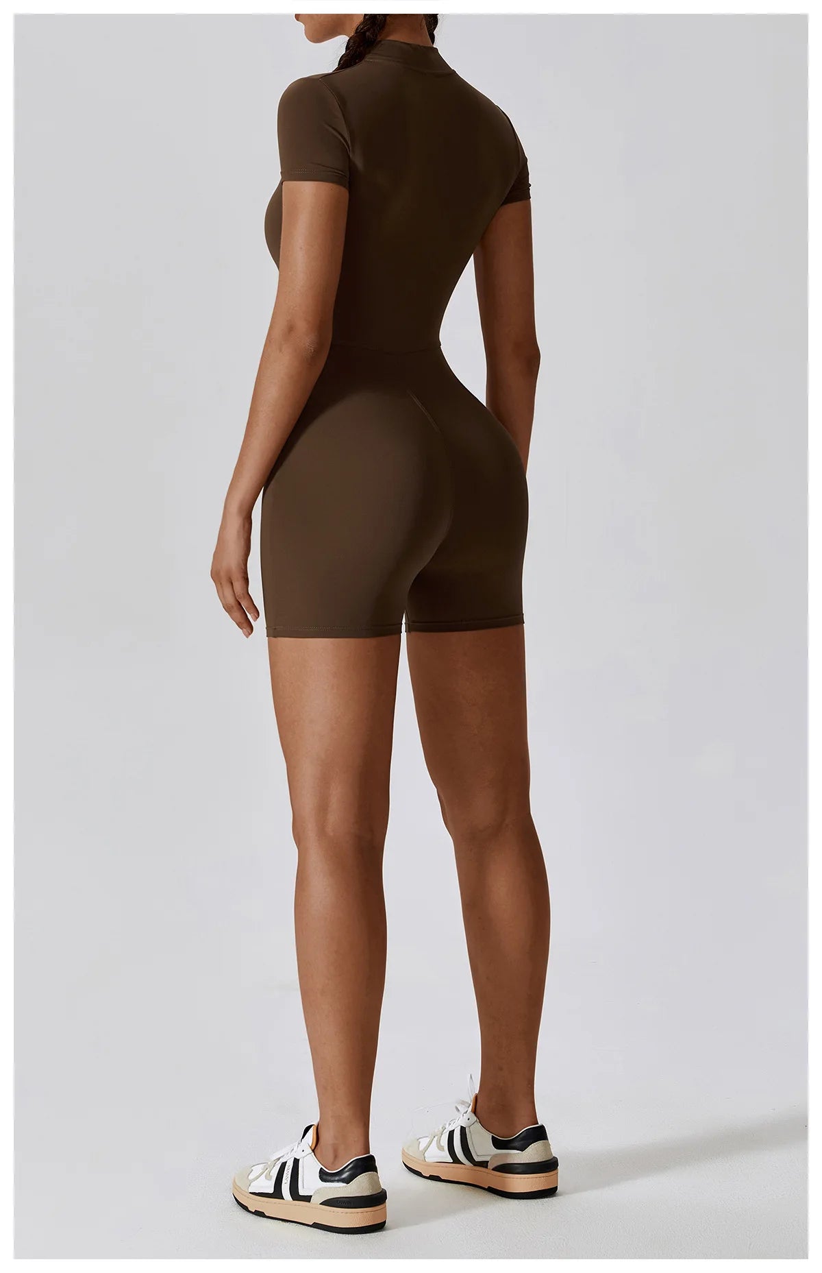 Summer Zipper Jumpsuit Short Sleeve Yoga Bodysuit
