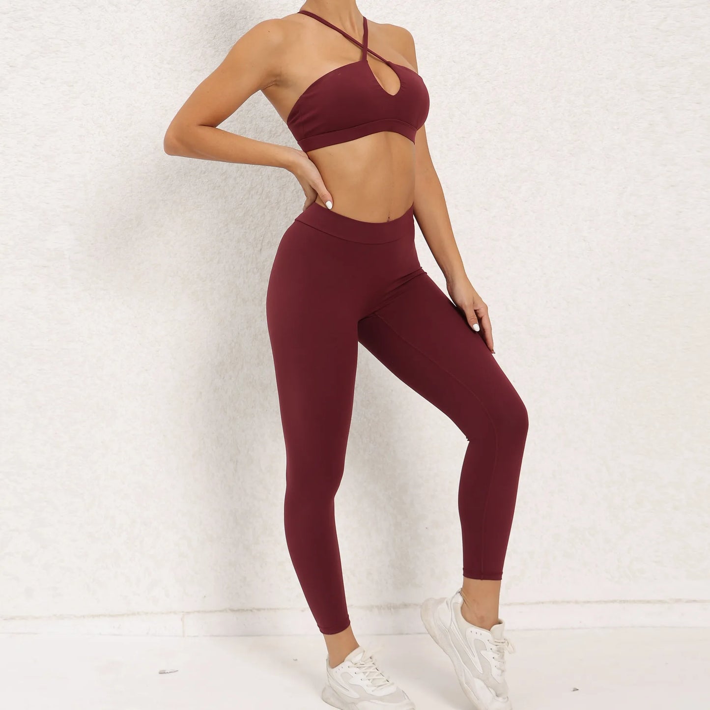 Sports Set Women Clothes Fitness Outfit Rib Yoga Suit Cross Running