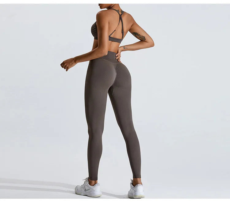 Gym Clothes Women 2 Pcs Yoga Set Sports Bra Seamless High Waist Leggings