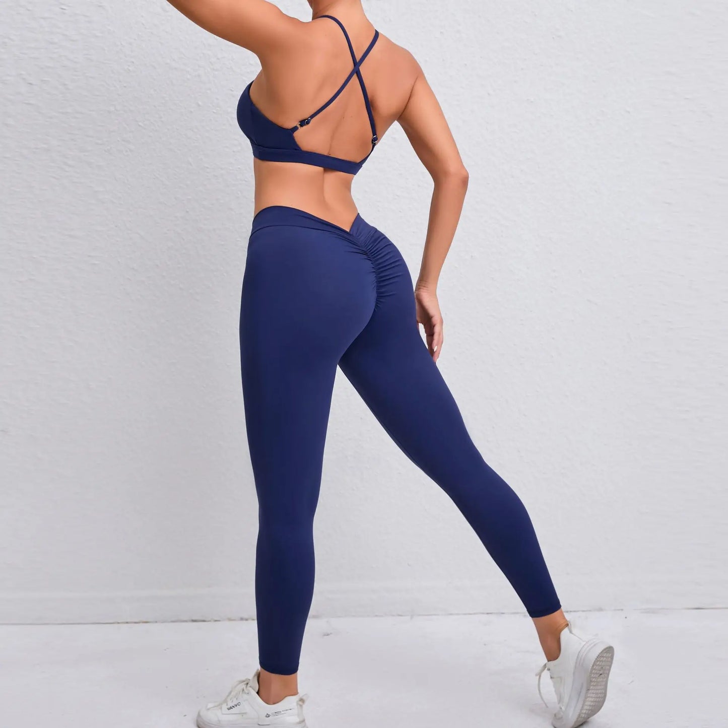 Sports Set Women Clothes Fitness Outfit Rib Yoga Suit Cross Running