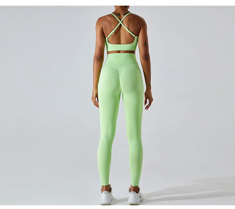 Women's Tracksuit Seamless Fitness Suit 2PCS Yoga Set Sportswear Workout