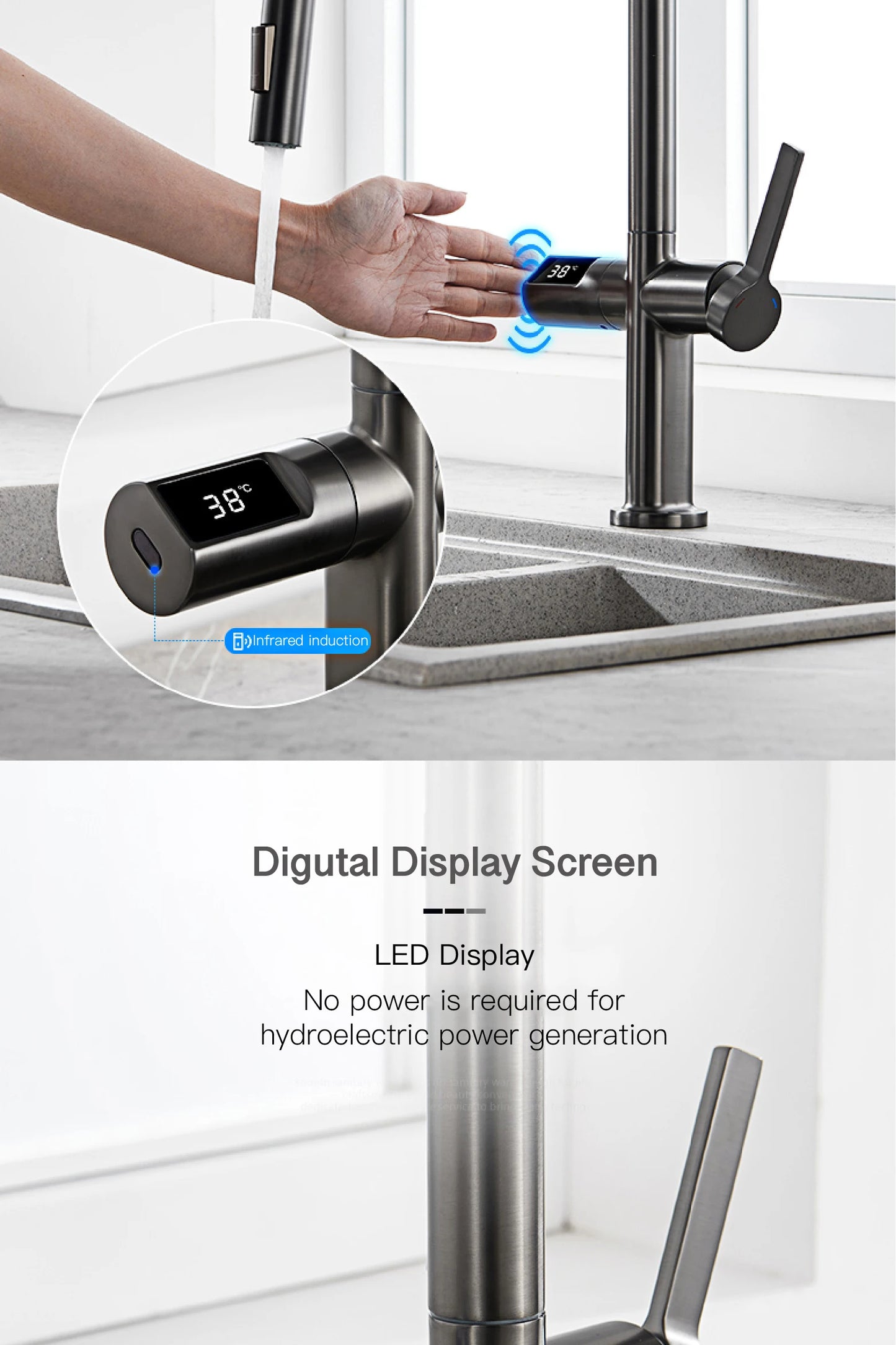 Digital Display Kitchen Faucet