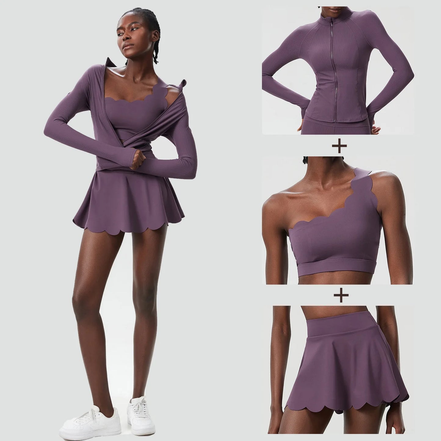 3Pcs Fitness Yoga Set Women Solid Color Gym Running Suit