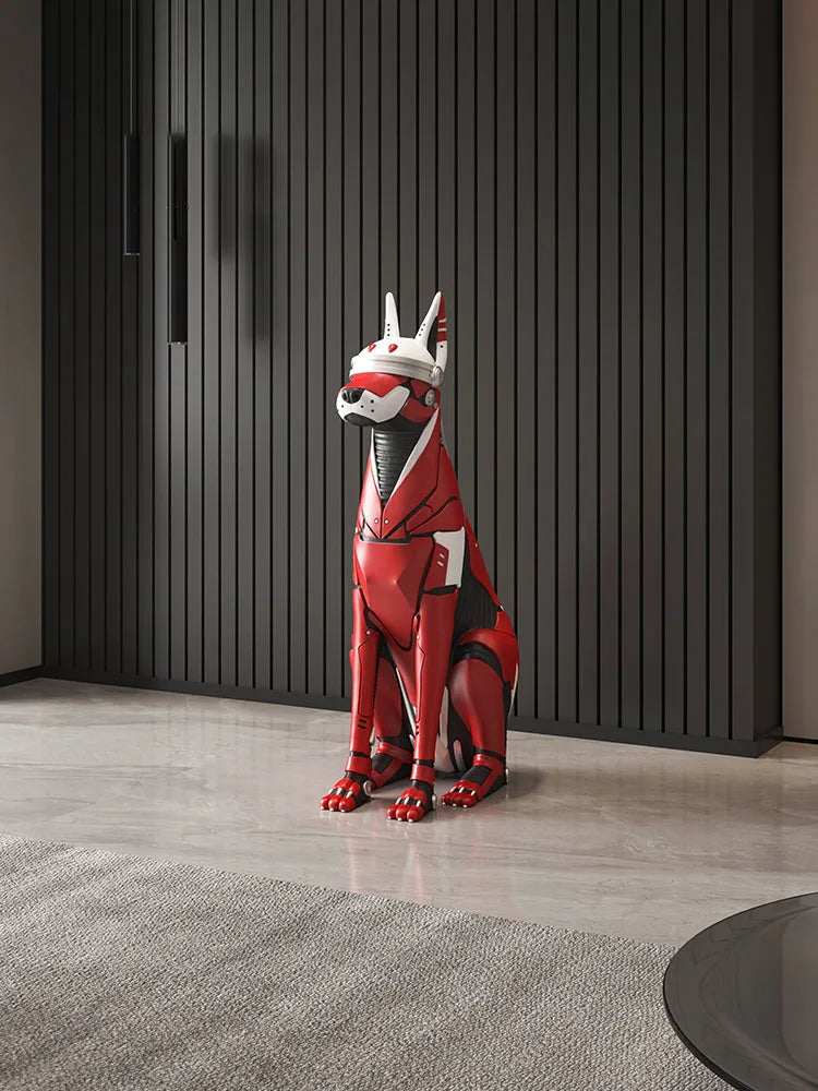 Nordic Home Decoration Tech Doberman Dog Sculptures And Figurines Light Luxury Room Decor Large Floor Ornament Resin Dog Statue