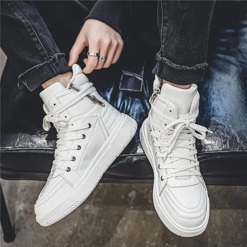 Blue Men Sneakers 2023 New Autumn High Top Men's Vulcanized Shoes Casual Fashion Teenagers Skateboard Shoes Zapatos De Hombre