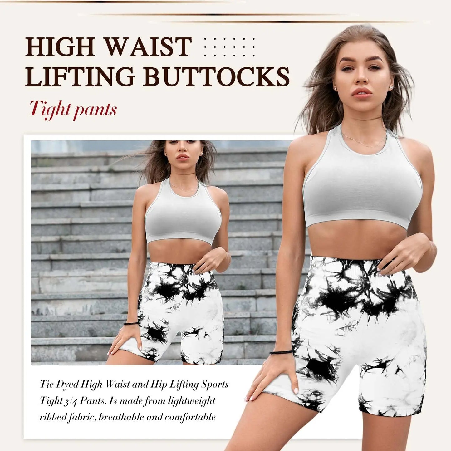 Seamless Tie Dye Yoga Shorts for Women High Waist Quick Dry Fitness Workout Running Shorts Lifting Hip Yoga Sports Tight Shorts