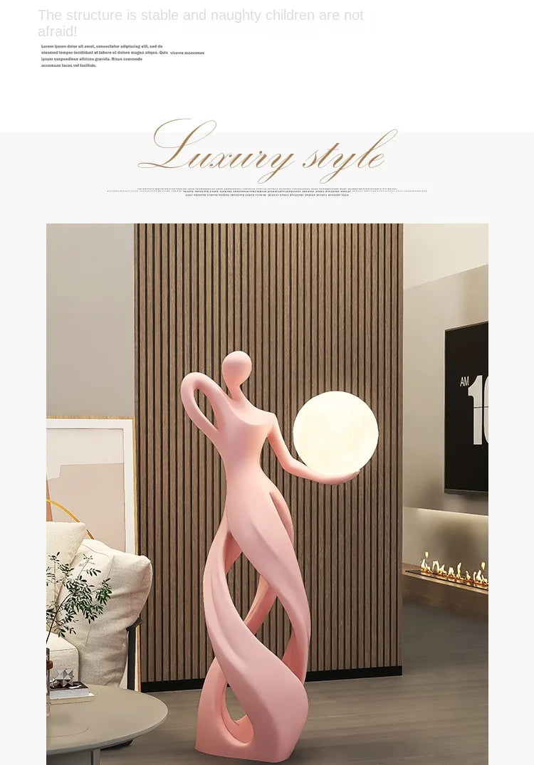 Home Decor Statue Dancer Abstract Art Ornaments Nordic LivingRoom Large Floor Luminous Sculpture Housewarming Interior Figurines