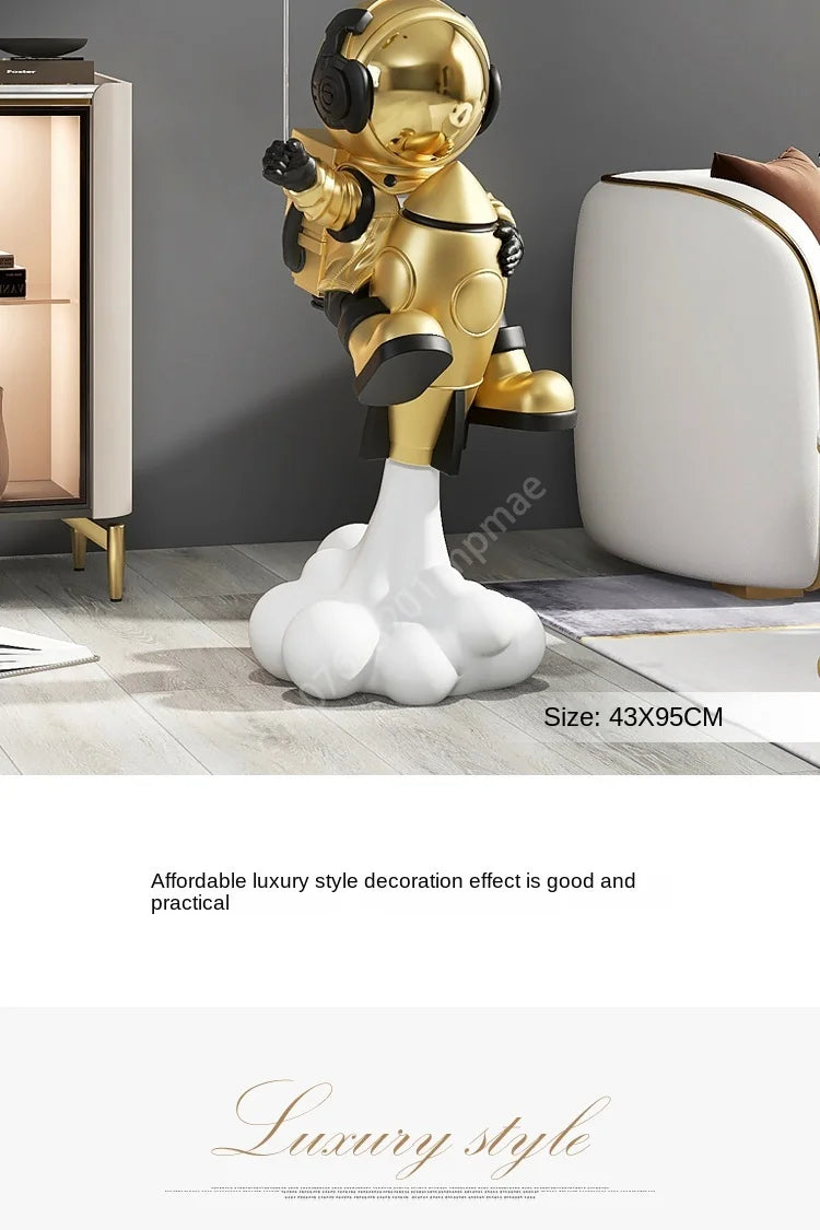 95cm Astronaut Balloon Lamp Sculpture Large Floor-standing Decoration Living Room TV Cabinet Home Decoration Statue Housewarming