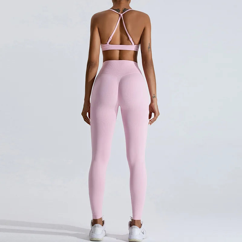 Gym Clothes Women 2 Pcs Yoga Set Sports Bra Seamless High Waist Leggings