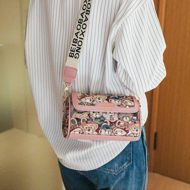 Casual Crossbody hand For Women 2024 Messenger Bag Handheld Shoulder Bags ladies handbags Bear pattern clutch purse Girl Stylish