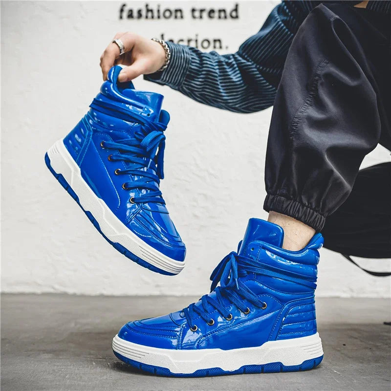 Blue Men Sneakers 2023 New Autumn High Top Men's Vulcanized Shoes Casual Fashion Teenagers Skateboard Shoes Zapatos De Hombre