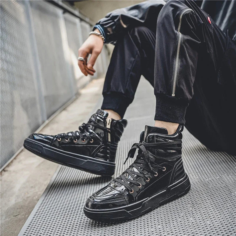 Blue Men Sneakers 2023 New Autumn High Top Men's Vulcanized Shoes Casual Fashion Teenagers Skateboard Shoes Zapatos De Hombre