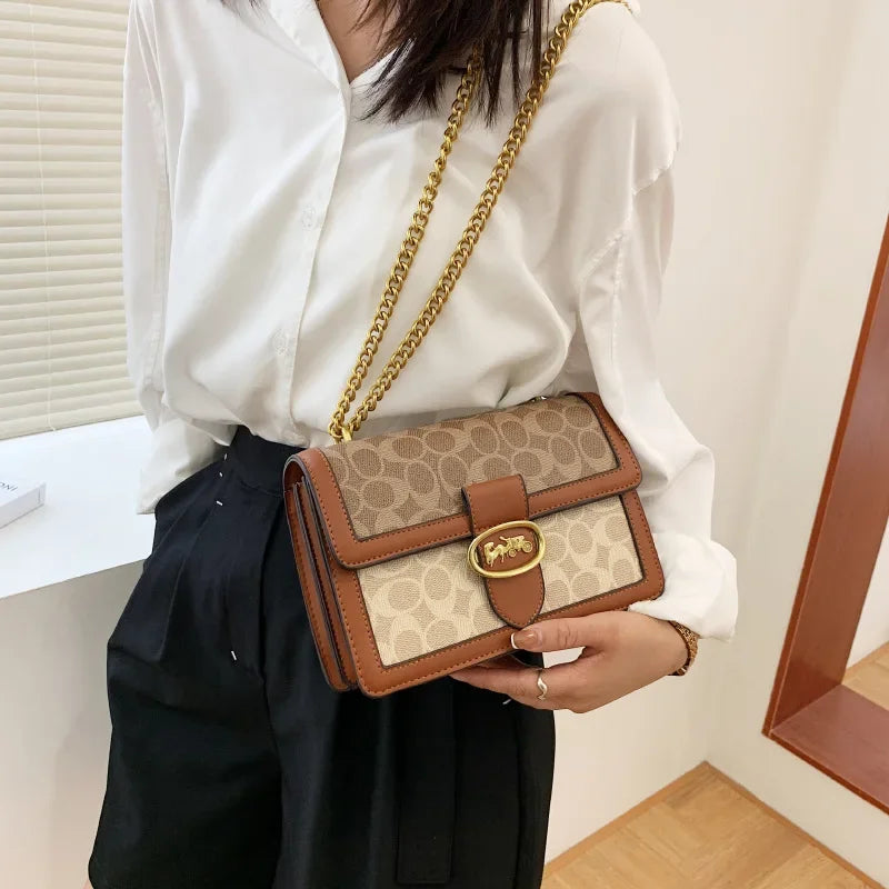 Fashon High-End Women' Bag 2023 Luxury Trendy Messenger Shoulder Bag Retro Small Square Bag Ladies Chain Shoulder Bag Handbags