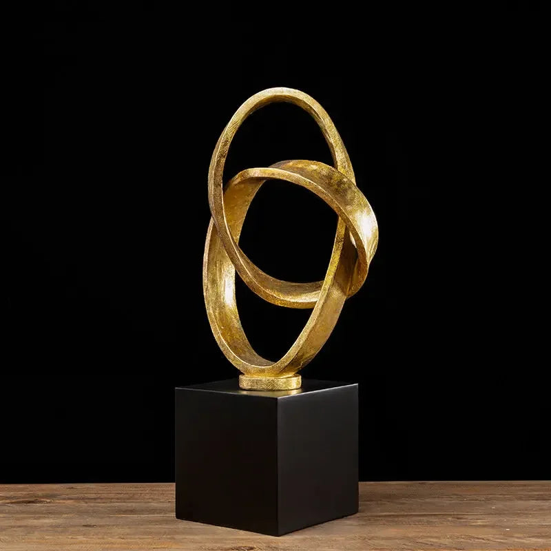 Creative Ribbon Sculpture Abstract Crafts Furnishings Desk Decoration Resins Ornaments Golden Ribbon Statue Modern Home Decor