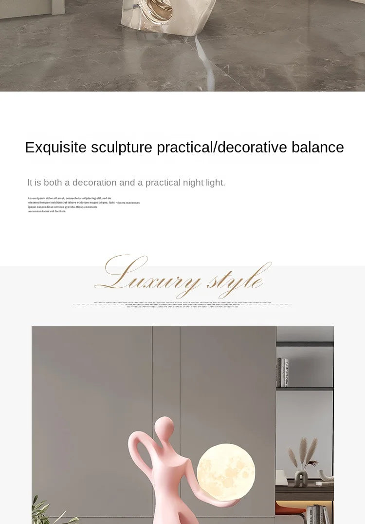 Home Decor Statue Dancer Abstract Art Ornaments Nordic LivingRoom Large Floor Luminous Sculpture Housewarming Interior Figurines