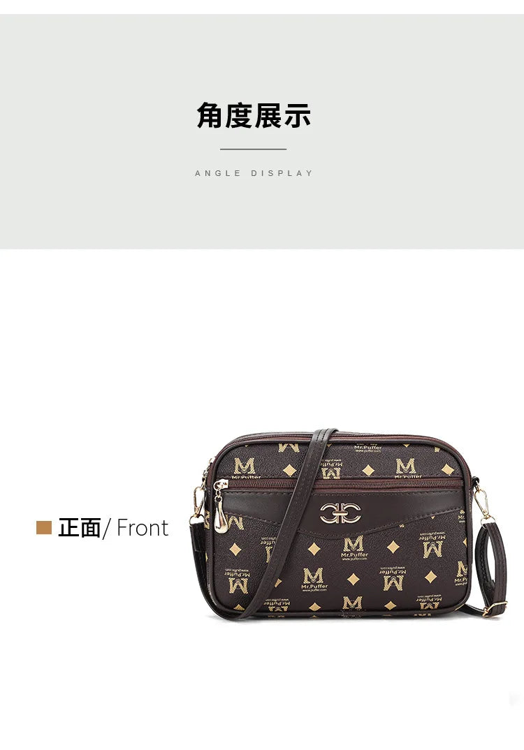 2024 Middle-aged Handbag Four Layer Mobile Phone Purse Old Flower Bag New High-capacity Women's Diagonal Cross Brand Mother Bag