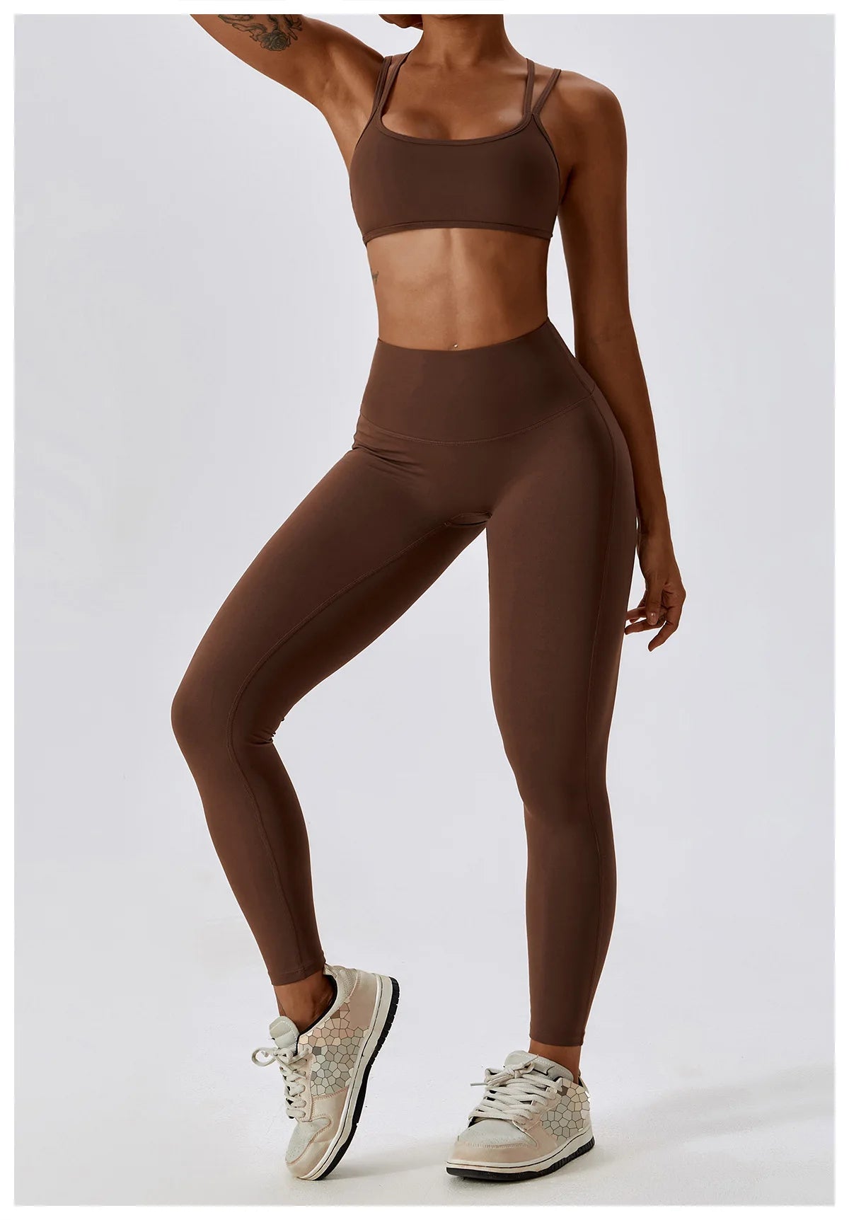 Athletic Wear High Waist Leggings And Top Two Piece Set Seamless Gym