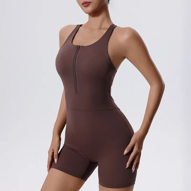 Zipper Yoga Jumpsuit Fitness Tracksuit