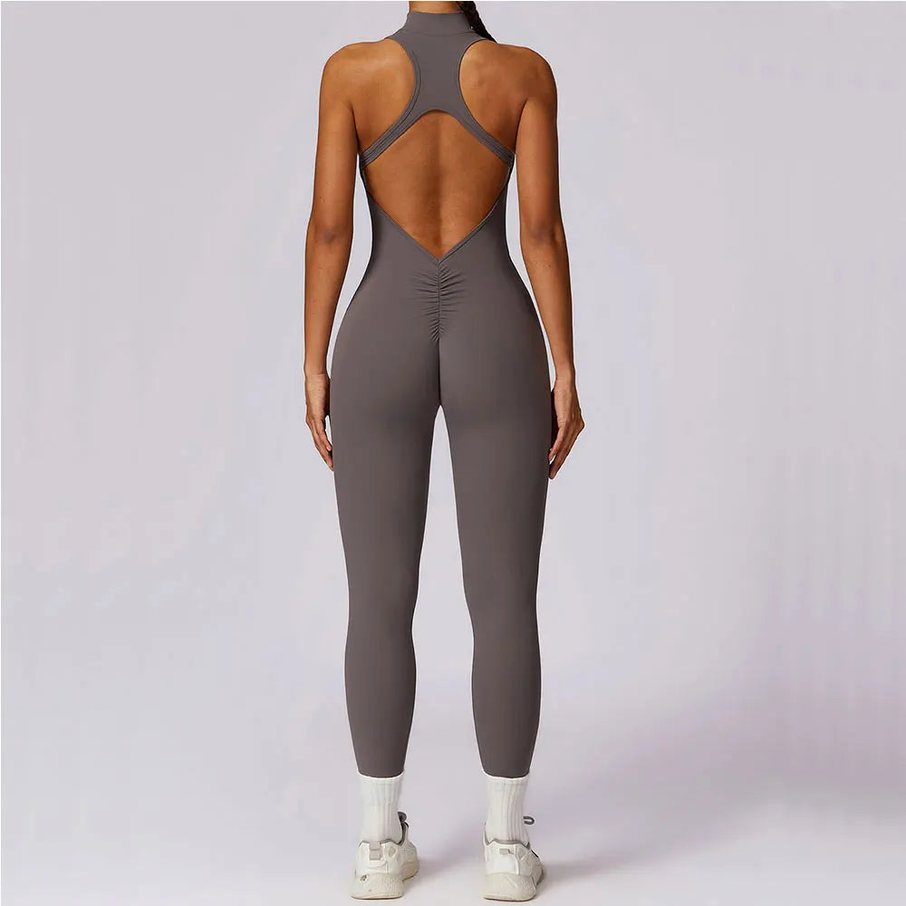 Zipper Yoga Jumpsuit Fitness Sports