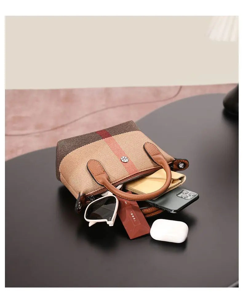 Early spring new women's bag plaid canvas personalized versatile dumpling bag summer lightweight shoulder crossbody bag