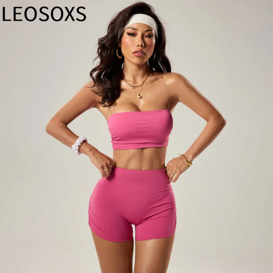 2PCS Strapless Athletic Active Wear