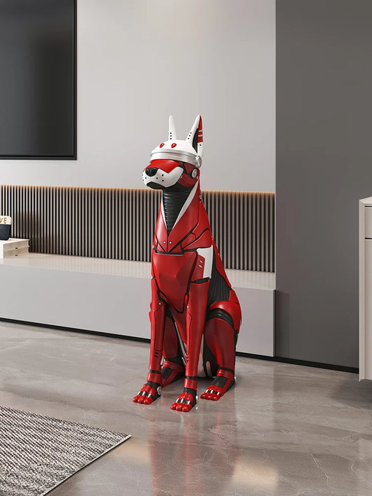 Nordic Home Decoration Tech Doberman Dog Sculptures And Figurines Light Luxury Room Decor Large Floor Ornament Resin Dog Statue