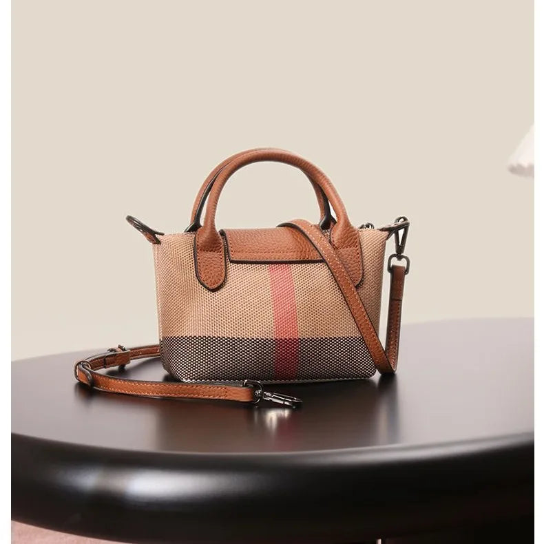 Early spring new women's bag plaid canvas personalized versatile dumpling bag summer lightweight shoulder crossbody bag