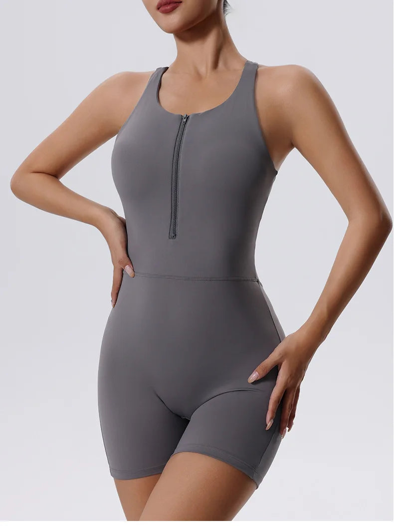 Zipper Yoga Jumpsuit Fitness Tracksuit