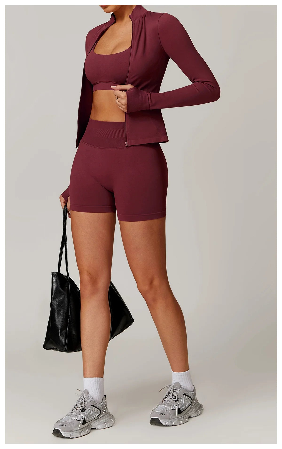 Seamless Yoga Clothes Women's Top Standing Collar Long Sleeved Sports Jacket