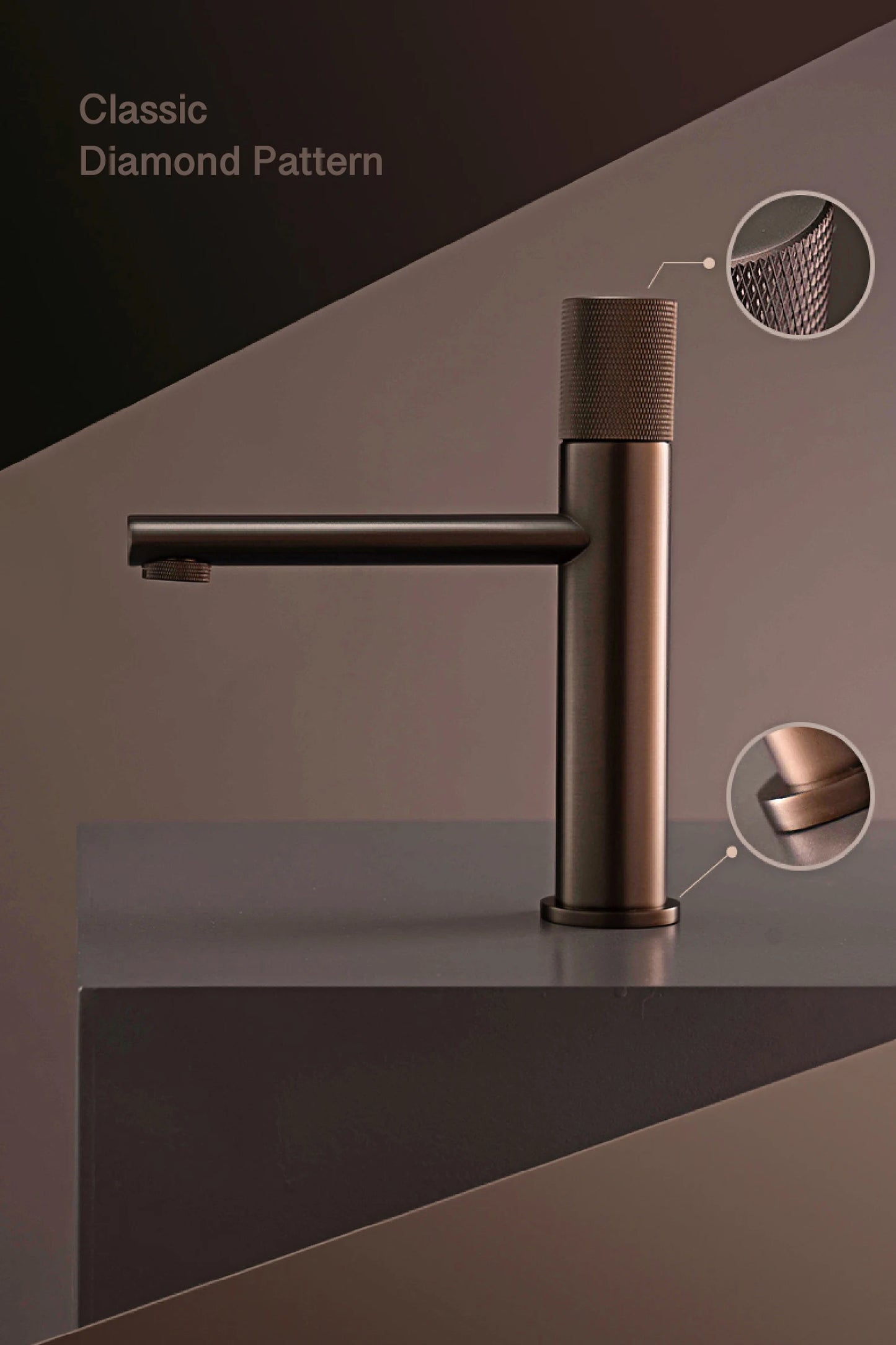 Brass black bathroom faucet round hand washing toilet table under high-end hotel hot and cold faucet