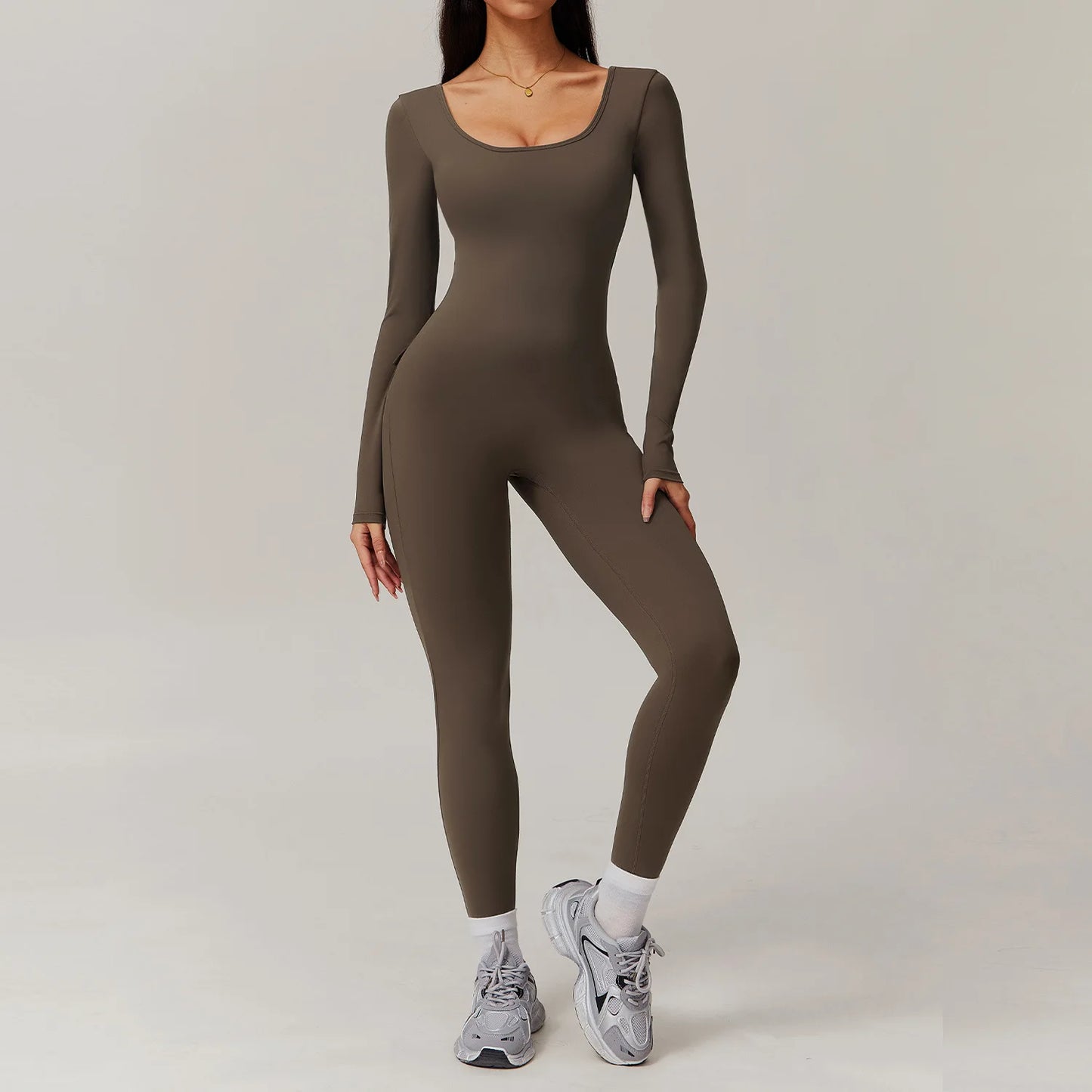 Backless Yoga Boilersuit Long Sleeved Women Sportswear Gym Jumpsuits